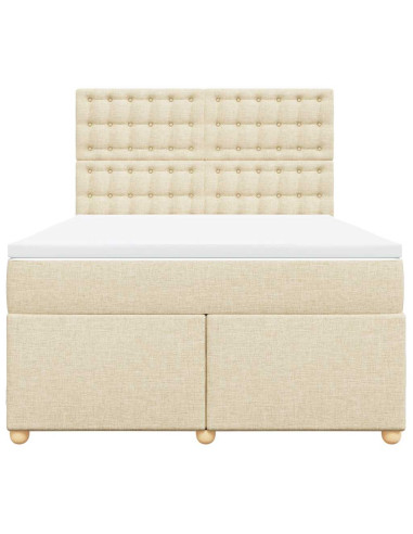 Giroletto a Molle con Materasso Crema 140x19 cm in Tessuto