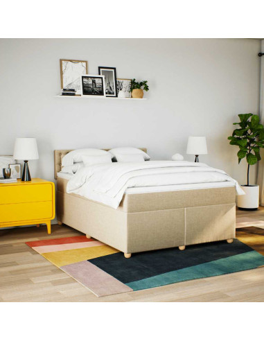 Giroletto a Molle con Materasso Crema 140x19 cm in Tessuto