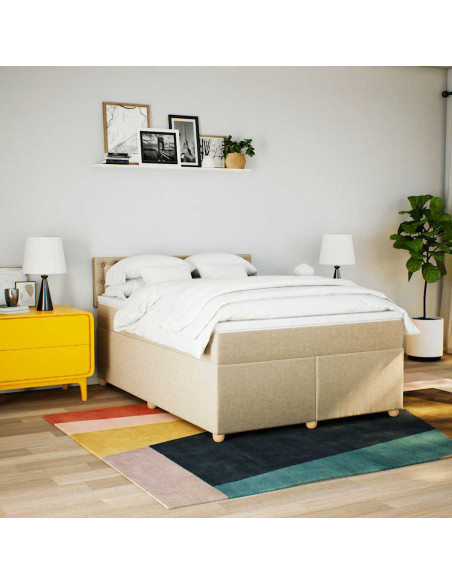 Giroletto a Molle con Materasso Crema 140x19 cm in Tessuto