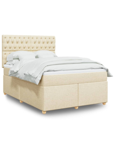 Giroletto a Molle con Materasso Crema 140x19 cm in Tessuto