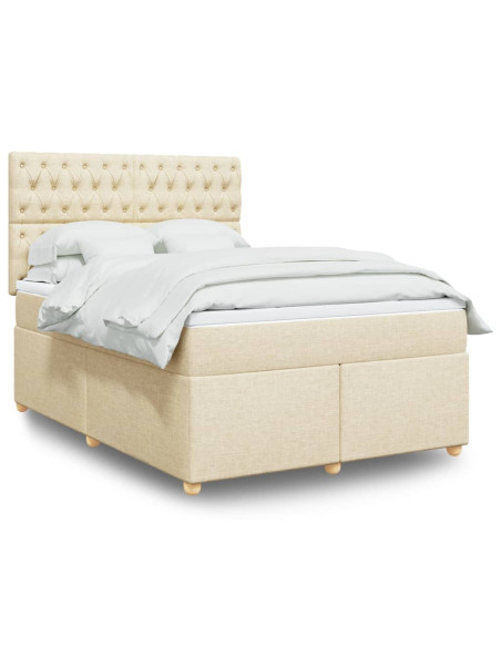 Giroletto a Molle con Materasso Crema 140x19 cm in Tessuto