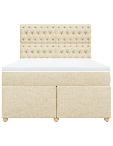 Giroletto a Molle con Materasso Crema 140x19 cm in Tessuto