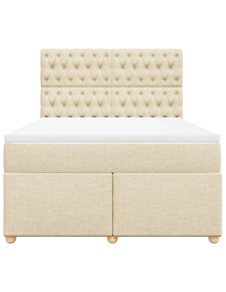 Giroletto a Molle con Materasso Crema 140x19 cm in Tessuto