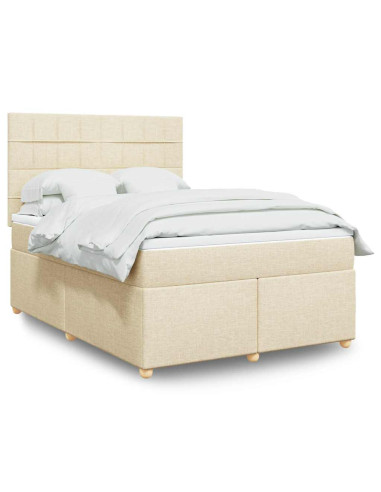 Giroletto a Molle con Materasso Crema 140x19 cm in Tessuto