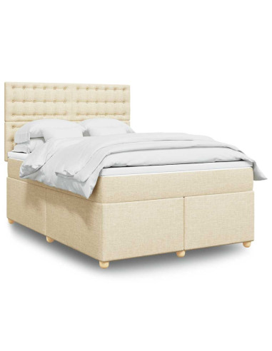 Giroletto a Molle con Materasso Crema 140x19 cm in Tessuto