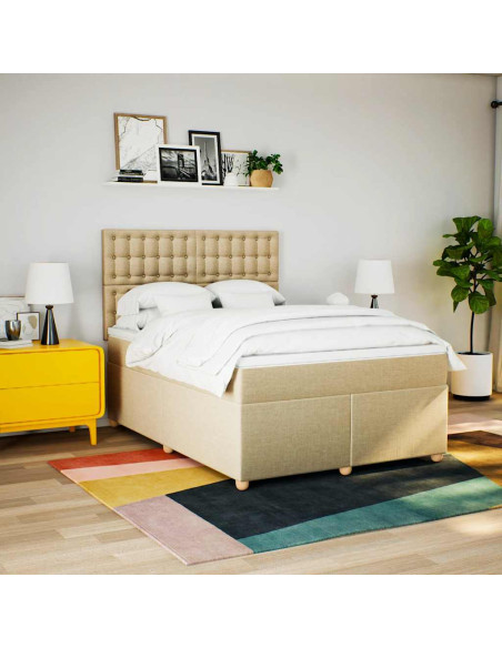 Giroletto a Molle con Materasso Crema 140x19 cm in Tessuto