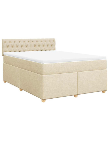 Giroletto a Molle con Materasso Crema 140x19 cm in Tessuto