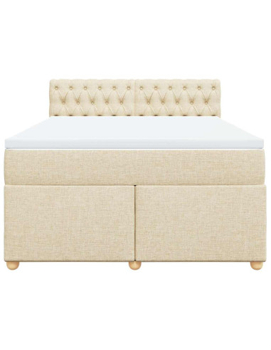 Giroletto a Molle con Materasso Crema 140x19 cm in Tessuto