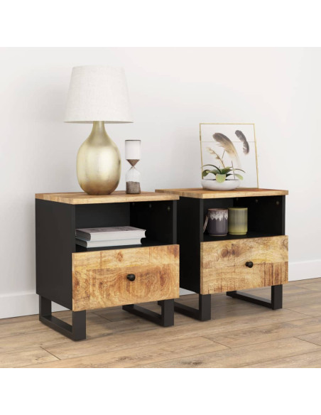 Comodini 2pz in Legno Massello di Mango e Legno Multistrato