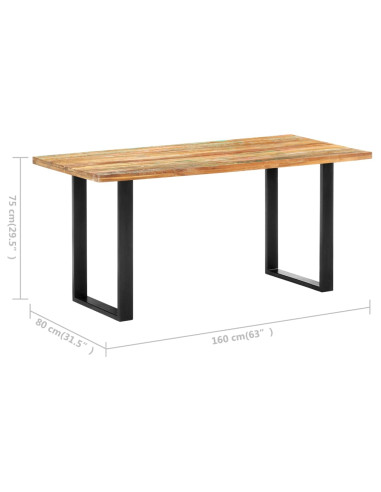 Tavolo da Pranzo 160x80x75 cm in Legno Massello di Recupero