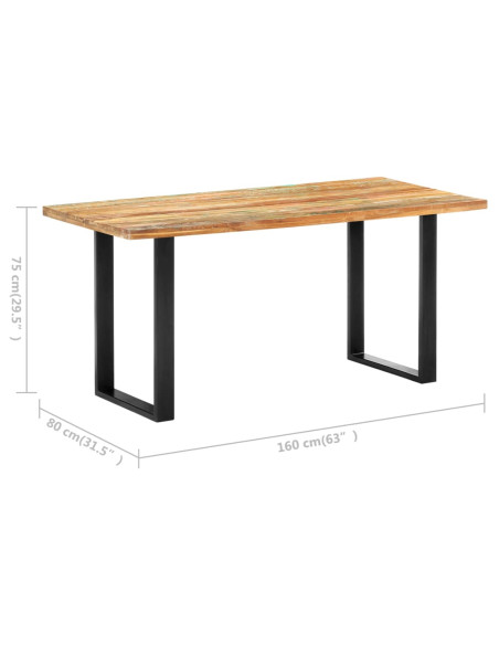 Tavolo da Pranzo 160x80x75 cm in Legno Massello di Recupero