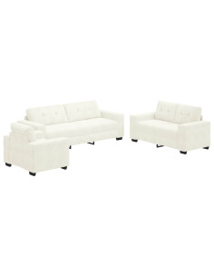 Set di divani 3 pcs Crema 221 x 80 x 80 cm Velluto 2