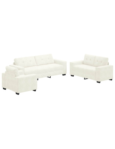 Set di divani 3 pcs Crema 221 x 80 x 80 cm Velluto