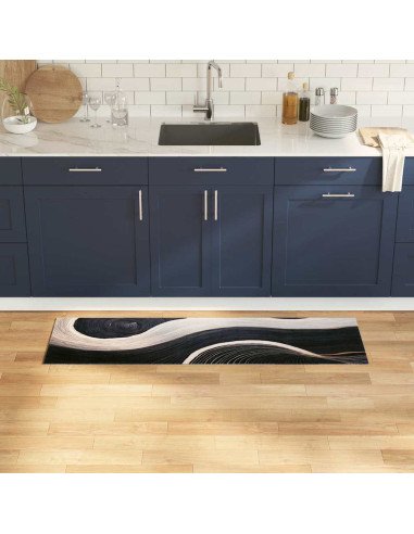 Tappeto da Cucina Nero 150 x 45 cm Velluto