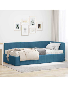 Struttura Letto Angolare con Materasso 2 pcs Blu Velluto
