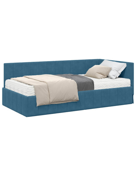 Struttura Letto Angolare con Materasso 2 pcs Blu Velluto