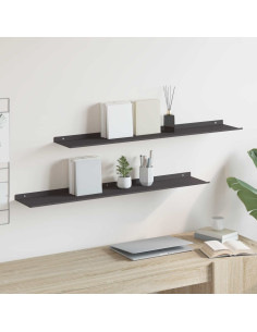 Mensola sospesa 2 pcs Nero 100 x 18 x 2,5 cm Acciaio