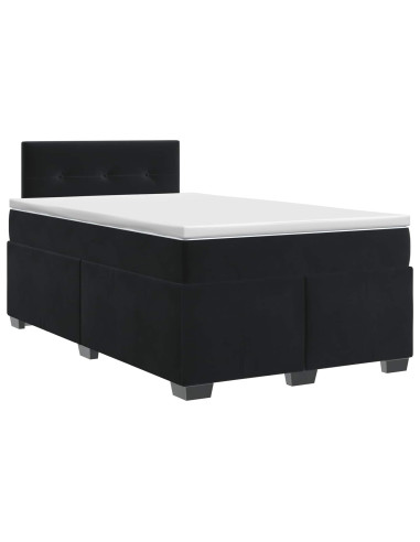 Letto box spring con materasso Nero 120 x 200 cm Velluto