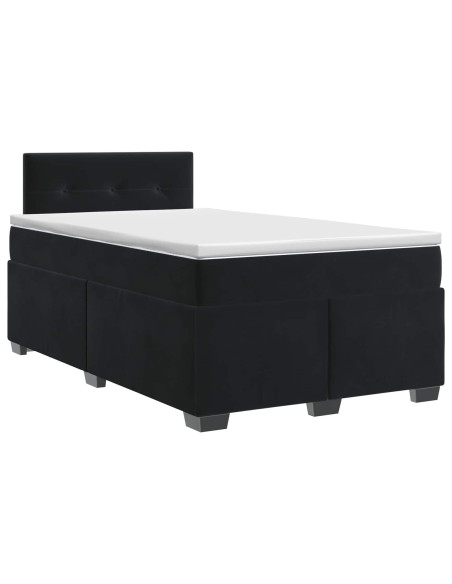 Letto box spring con materasso Nero 120 x 200 cm Velluto