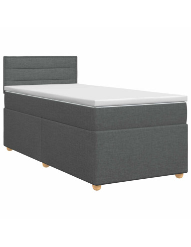 Letto box spring con materasso Grigio Scuro 90 x 200 cm Tessuto