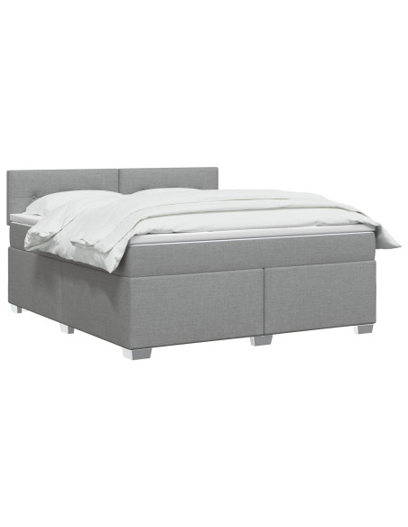 Letto box spring con materasso Grigio Chiaro 140 x 190 cm