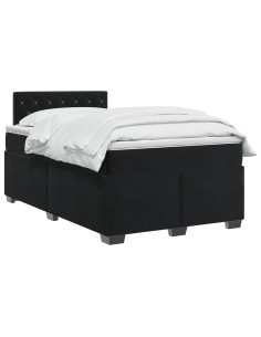 Letto box spring con materasso Nero 120 x 200 cm Velluto 2