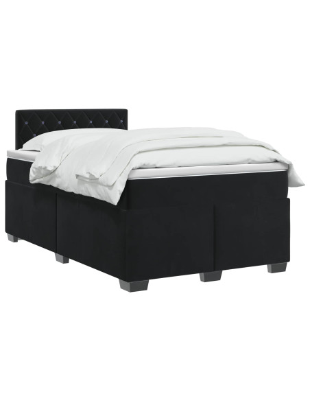 Letto box spring con materasso Nero 120 x 200 cm Velluto