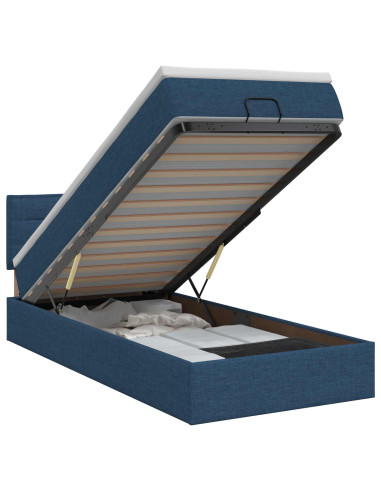 Letto ottomano con materasso Blu 100 x 200 cm Tessuto