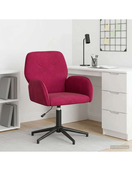 Sedia da scrivania girevole 54 x 55 x 90 cm Rosso Vino Velluto