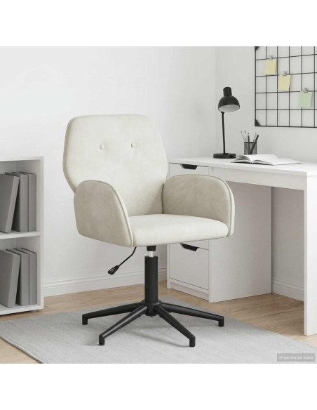 Sedia da scrivania girevole 54 x 55 x 90 cm Crema Velluto