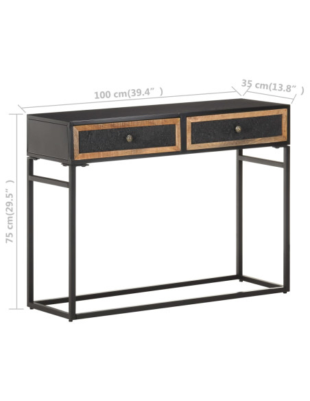 Tavolo Consolle 100x35x75 cm in Legno Massello di Mango