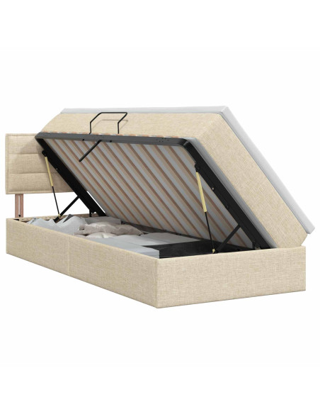 Letto con contenitore e materasso Crema 90 x 200 cm