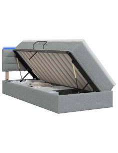 Letto con contenitore LED e materasso Grigio Chiaro 90 x 200 cm