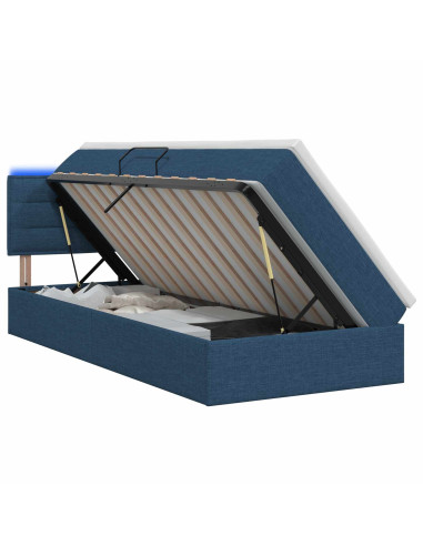 Letto con contenitore LED e materasso Blu 90 x 200 cm Tessuto