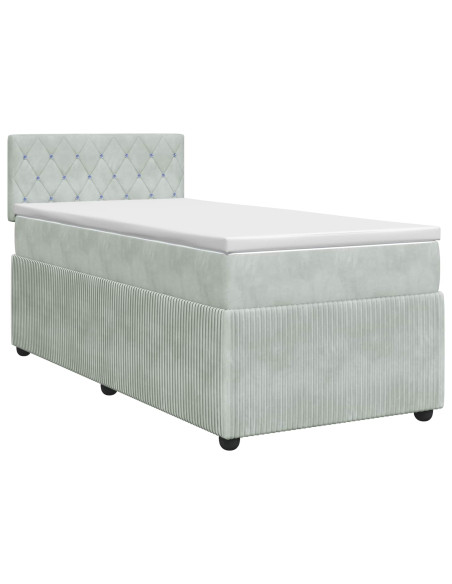 Letto box spring con materasso Grigio Chiaro 80 x 200 cm