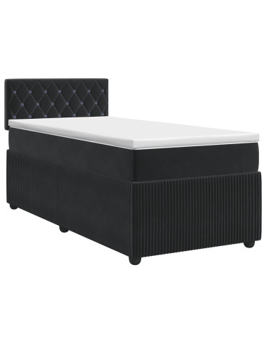 Letto box spring con materasso Nero 80 x 200 cm Velluto