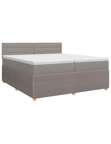Letto box spring con materasso Tortora 200 x 200 cm Tessuto