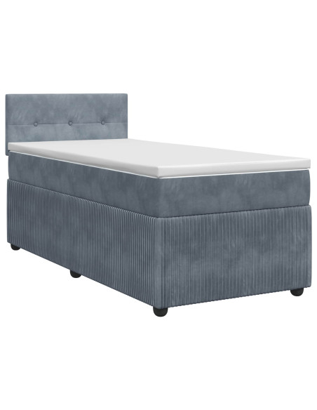 Letto box spring con materasso Grigio Scuro 80 x 200 cm Velluto