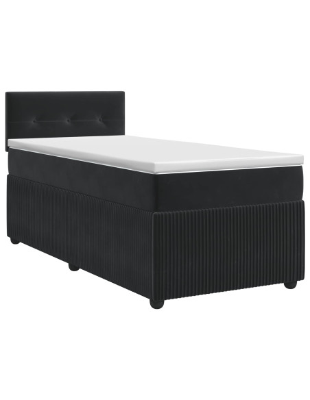 Letto box spring con materasso Nero 80 x 200 cm Velluto