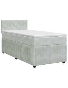 Letto box spring con materasso Grigio Chiaro 80 x 200 cm
