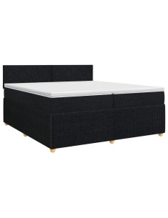 Letto box spring con materasso Nero 200 x 200 cm Tessuto