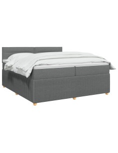 Letto box spring con materasso Grigio Scuro 200 x 200 cm 2