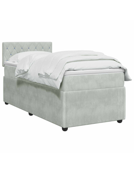 Letto box spring con materasso Grigio Chiaro 80 x 200 cm