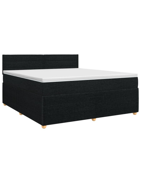 Letto box spring con materasso Nero 140 x 200 cm Tessuto