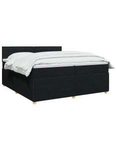 Letto box spring con materasso Nero 200 x 200 cm Tessuto 2