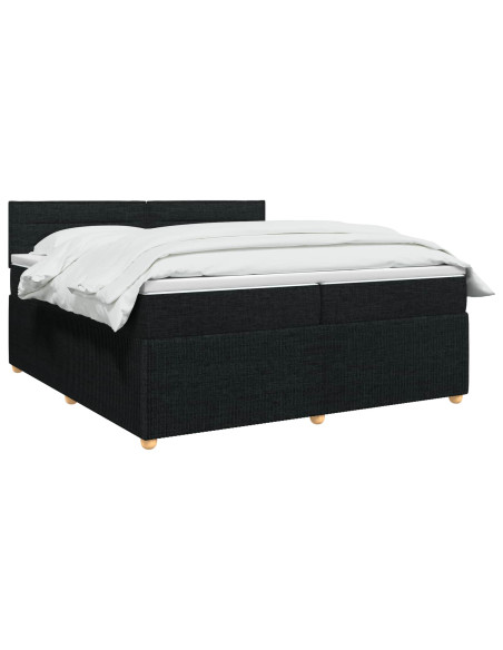 Letto box spring con materasso Nero 200 x 200 cm Tessuto