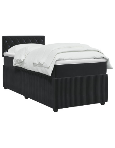 Letto box spring con materasso Nero 80 x 200 cm Velluto