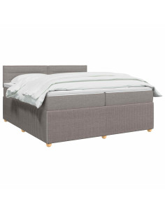 Letto box spring con materasso Tortora 200 x 200 cm Tessuto 2