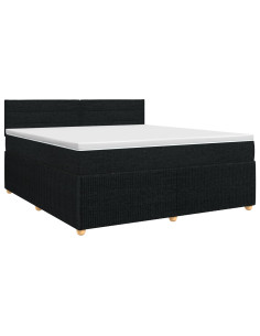 Letto box spring con materasso Nero 140 x 190 cm Tessuto