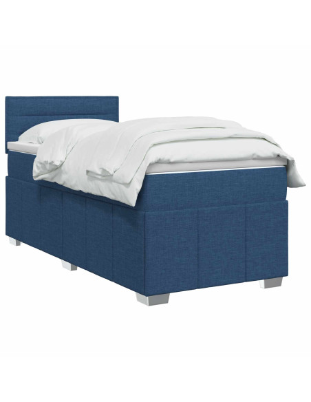 Letto box spring con materasso Blu 90 x 200 cm Tessuto